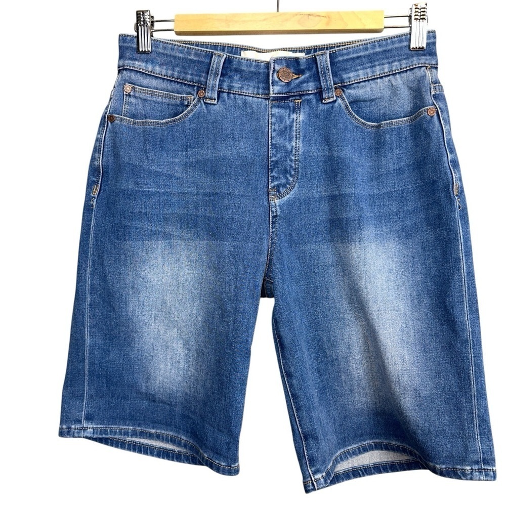 Soft Surroundings Womens Ultimate Denim Pull On Relaxed Shorts Small Blue